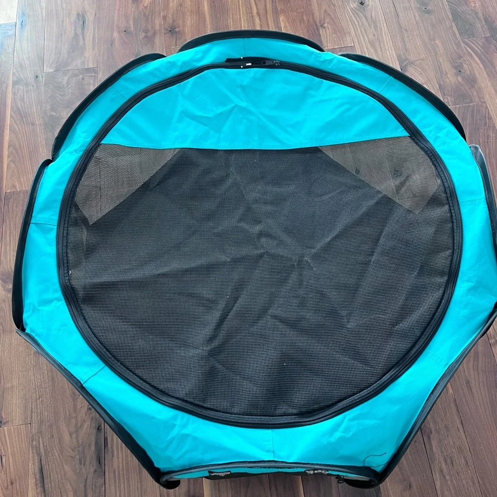 Teal and Gray Dog Travel Carrier